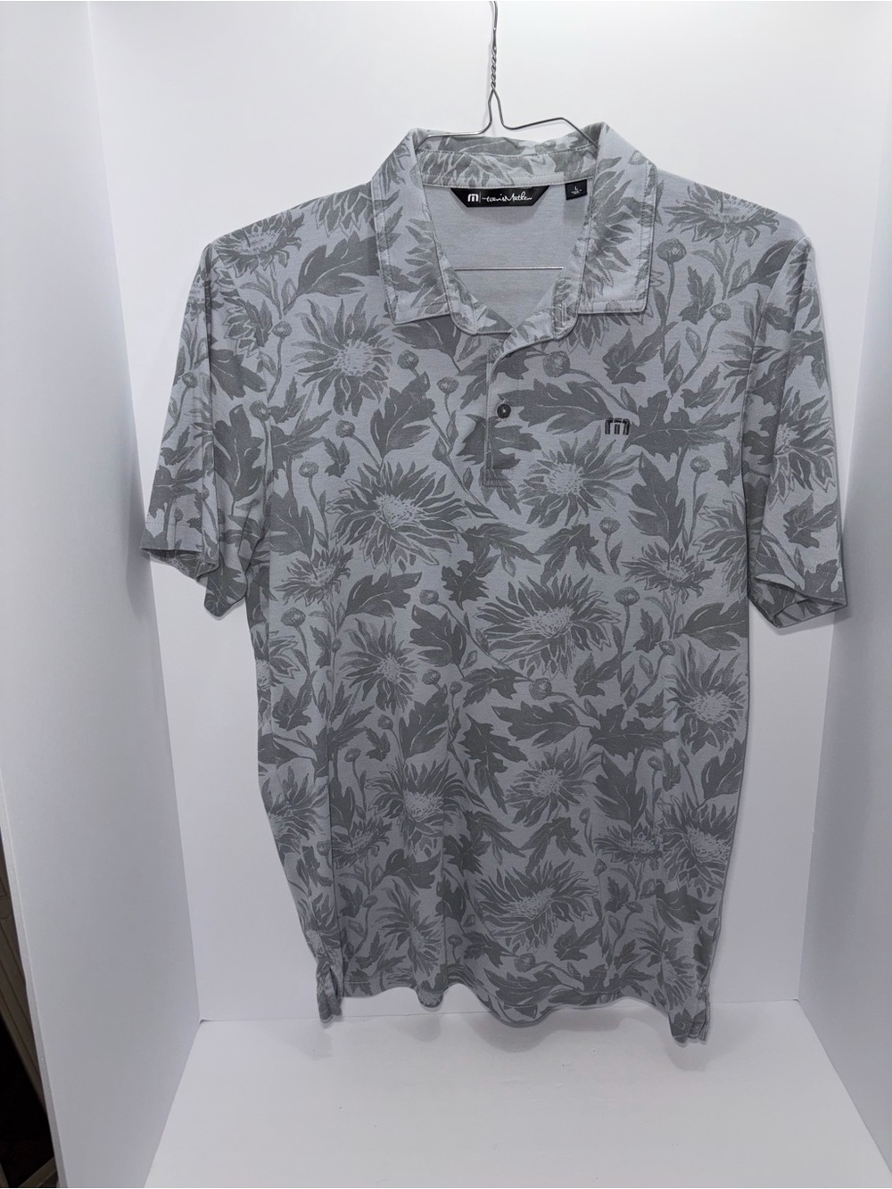 Travis Mathew Gray Floral Short-Sleeve Polo